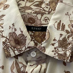 AUTH Gucci Cream & Brown Floral Button-Up Shirt (RARE!)